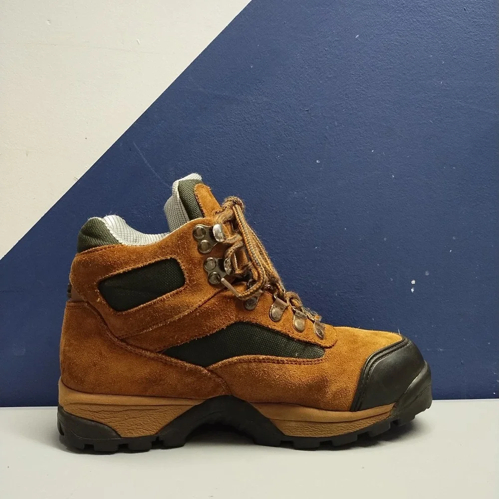 Vintage Eddie Bauer Raichle Hiking Boots Mens 6.5 Brown Black Waterproof Lace Up